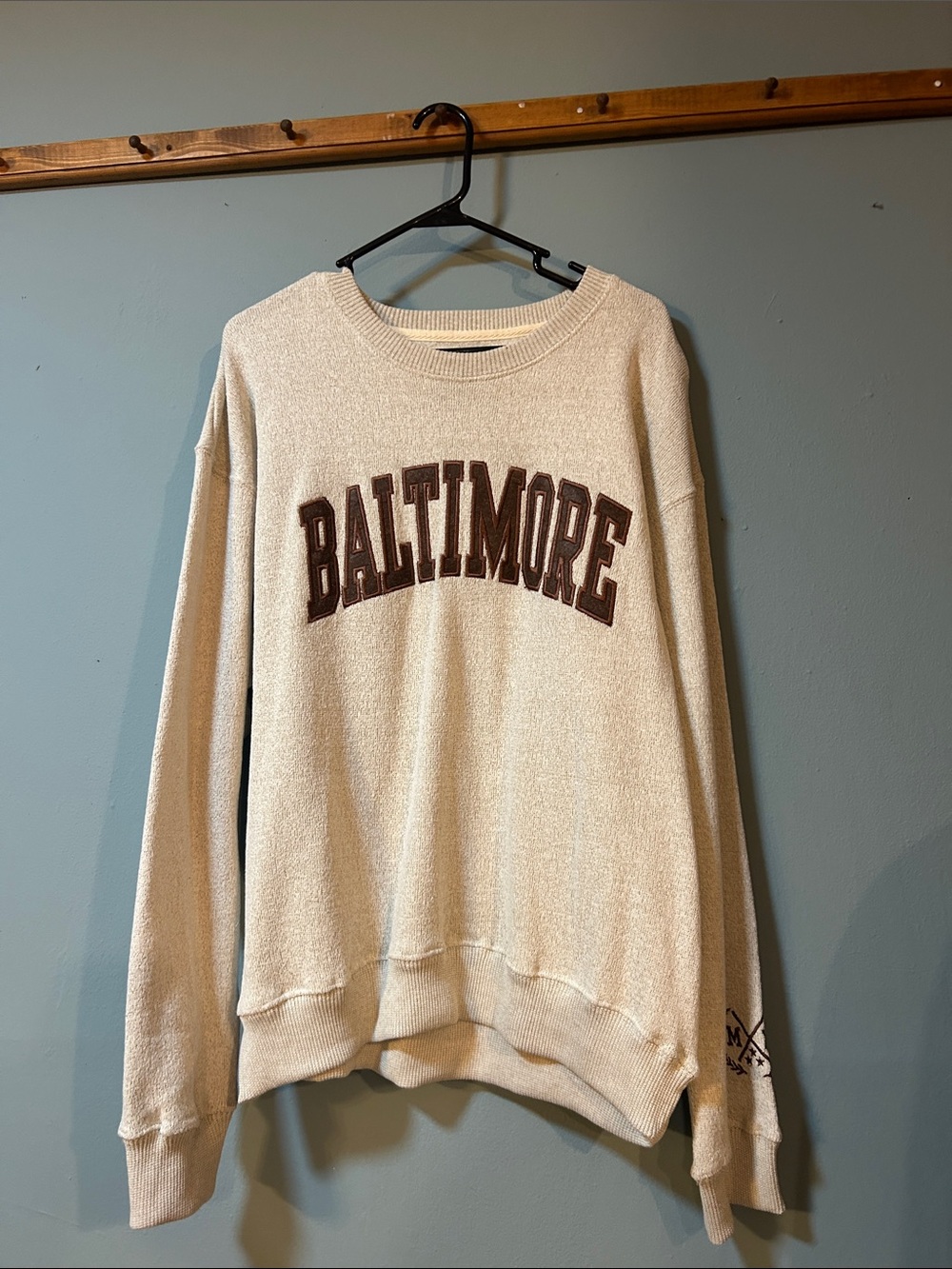 Baltimore Crewneck Sweatshirt - Cream with Brown Lettering